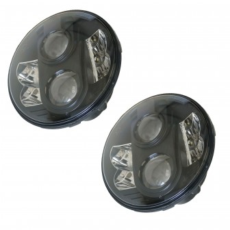 7" RHD Black Headlamp Kit double