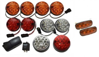 Defender LED Deluxe Lamp Kit Coloured - Side Lights - Repeaters Inc Side - Reverse - Fog - Number Plate