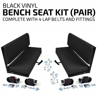 Bench Seat Kit (Pair) plus 4 Lap Belts - Black Vinyl