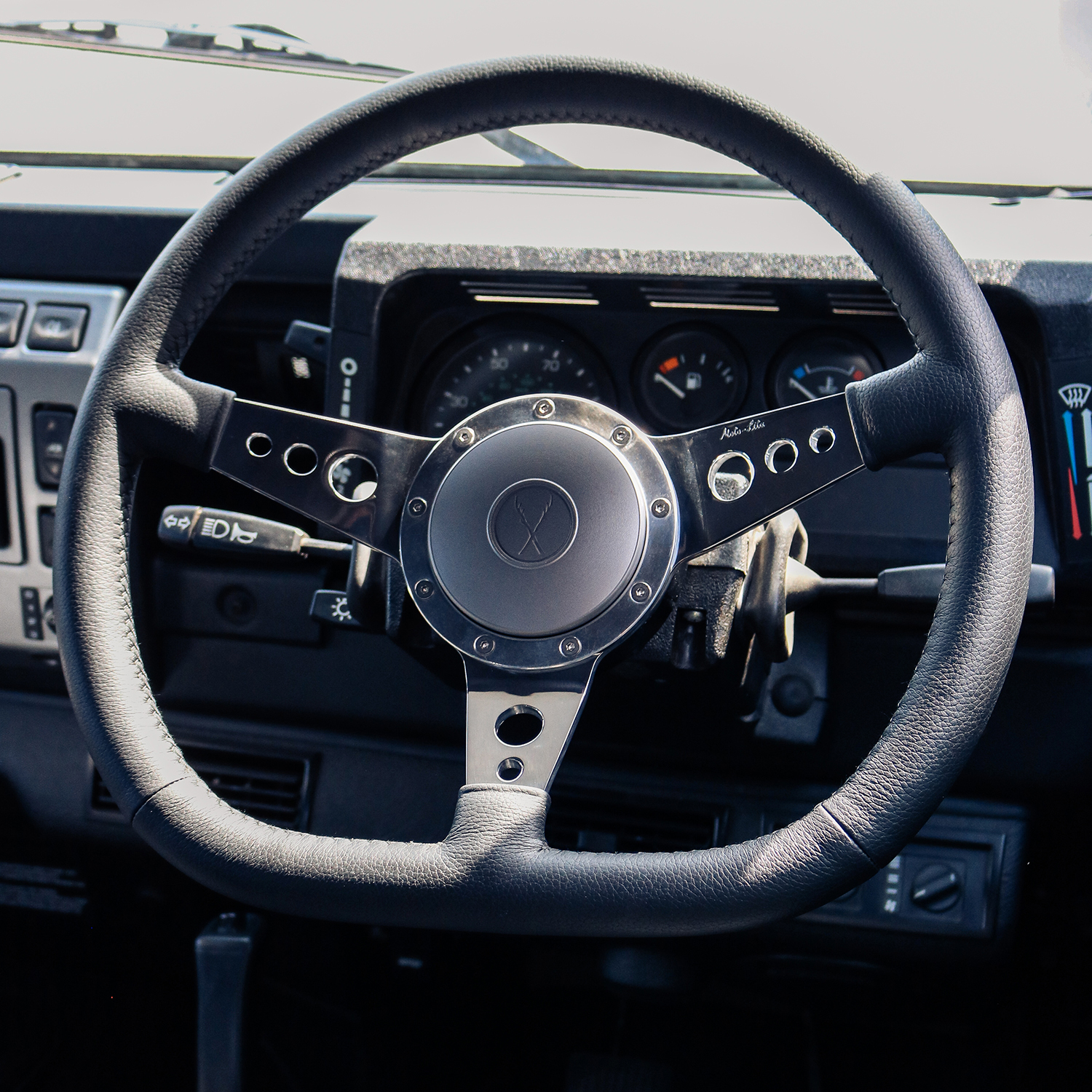 Moto-Lita MK4 Flat Bottom Black Leather Steering Wheel - 15 Inch – Exmoor Exclusive