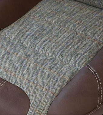 Herringbone Harris Tweed with Chestnut Leather  